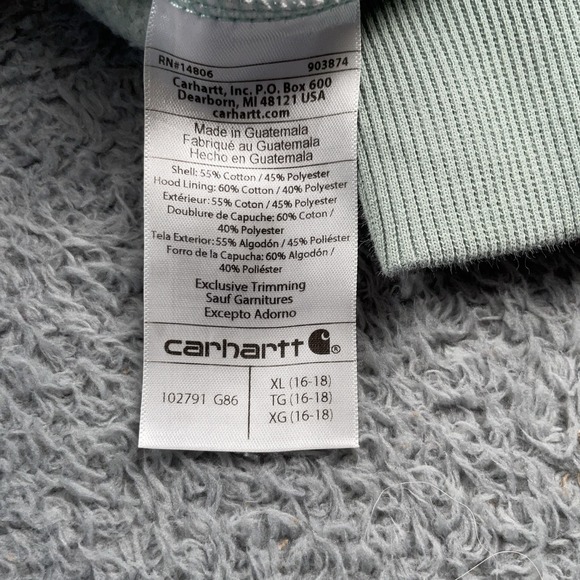 Carhartt Hoodie Womens XL Green Clarksburg Relaxed Fit Logo Fleece Pullover - Picture 9 of 11